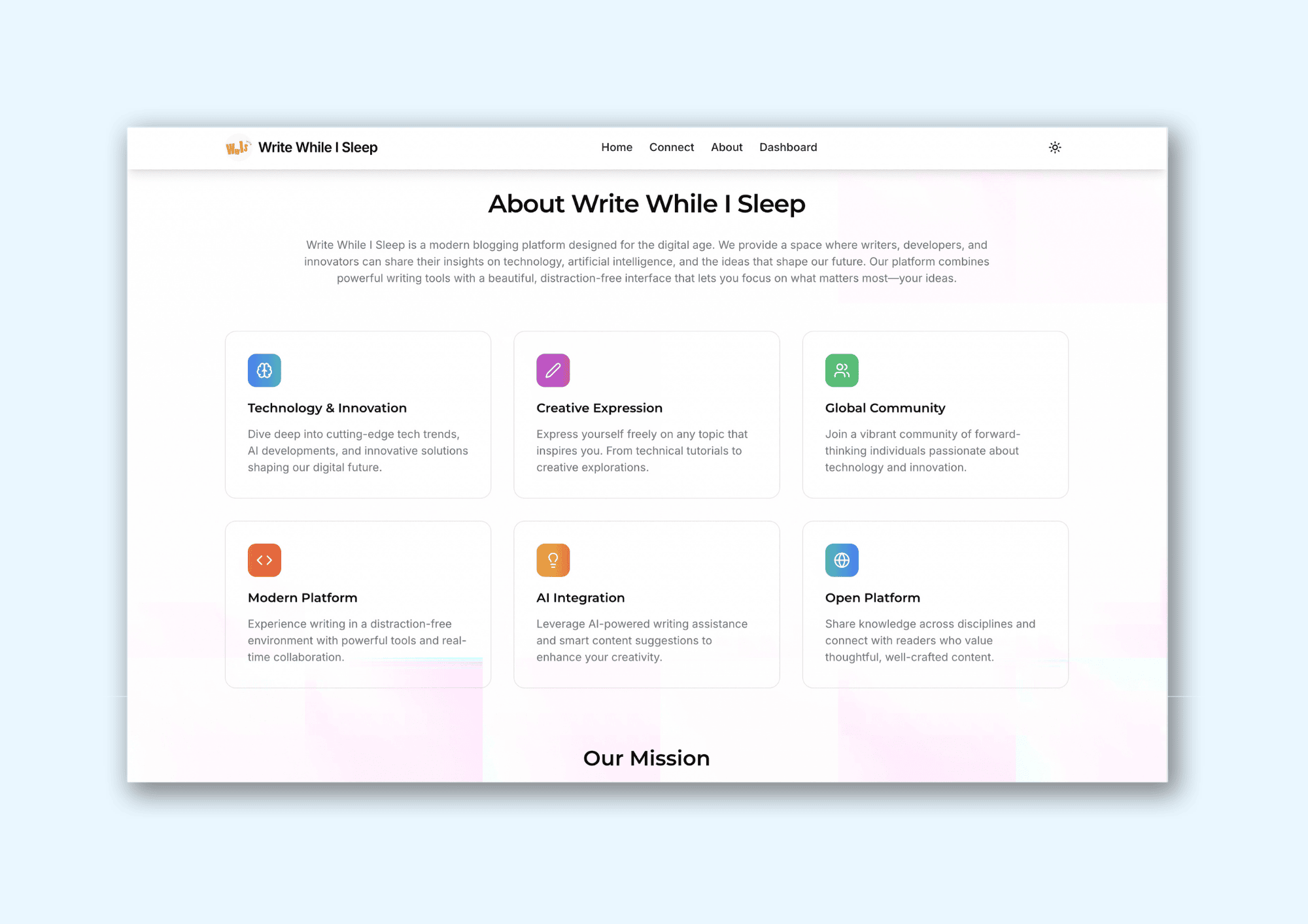 A screenshot of the about page with my photo and website story