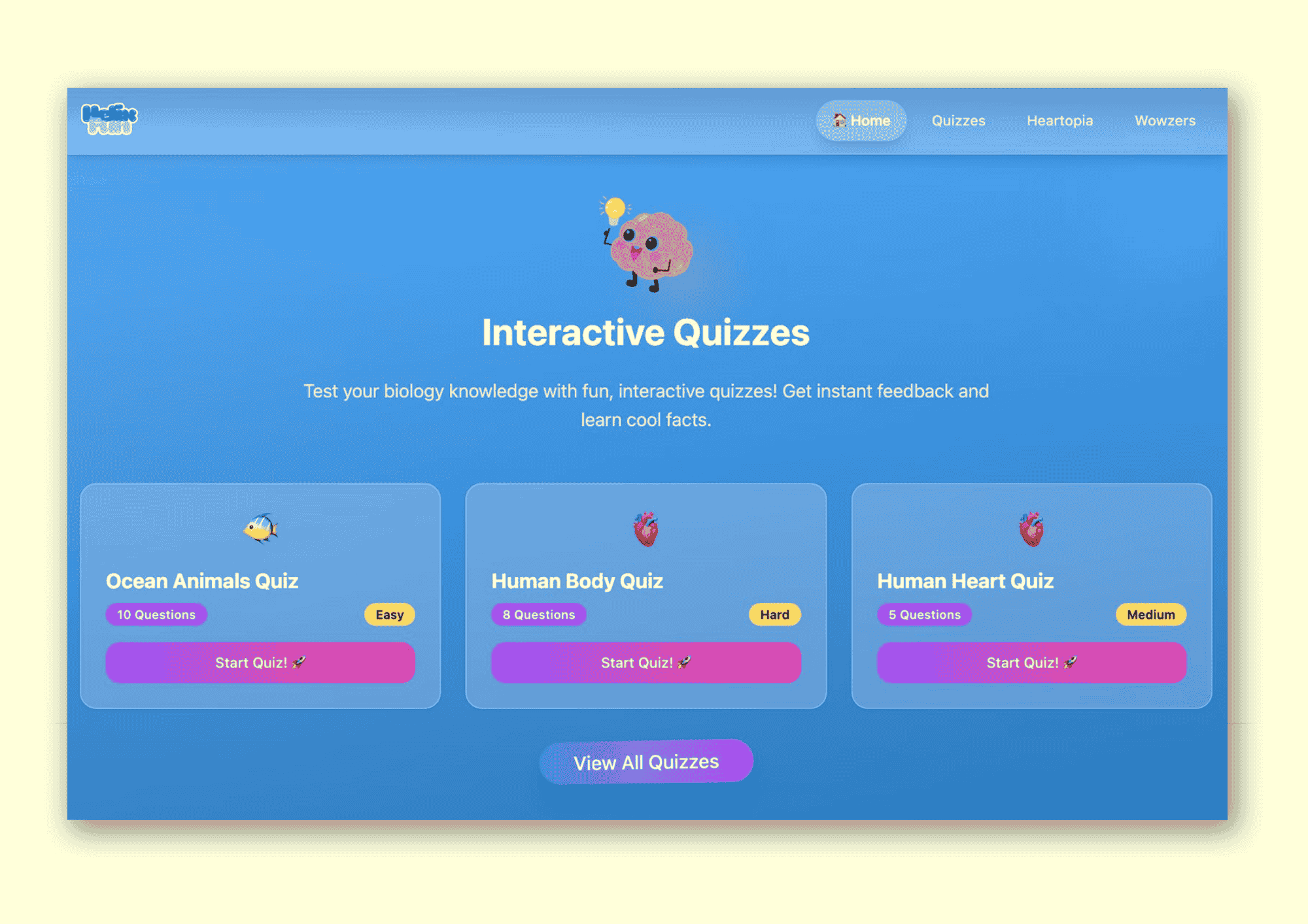 HelixFun quiz interface